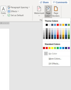 how to change background color in Microsoft Word