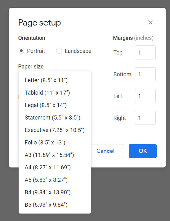 essay google docs size