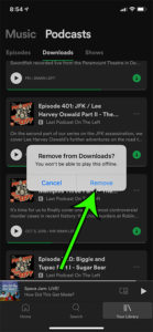 how to delete Spotify podcast download on iPhone