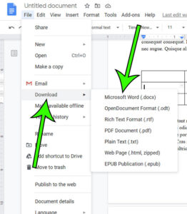 how to download Google Docs as a Word file