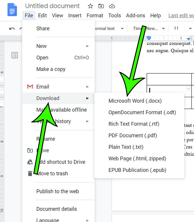 how to download Google Docs as Word