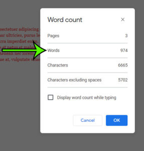 how to get a Google Docs word count