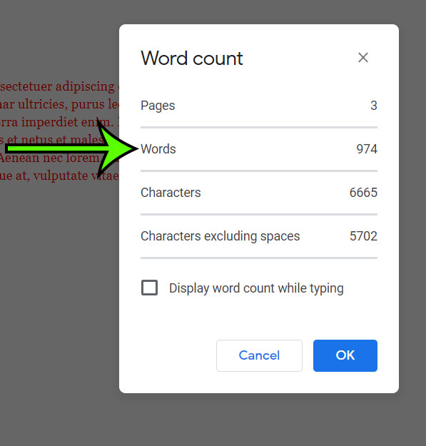 how to get a word count in Google Docs