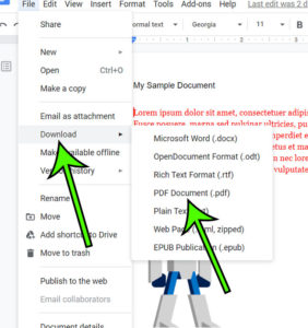 how to save Google Docs as PDF