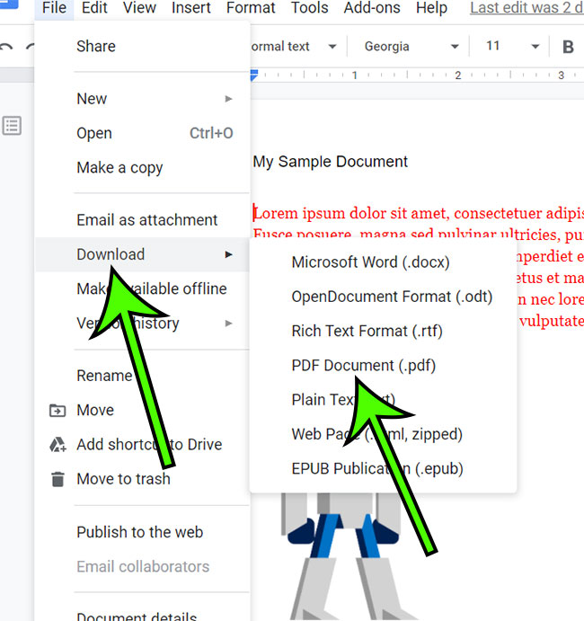 how to save a Google Doc as a PDF