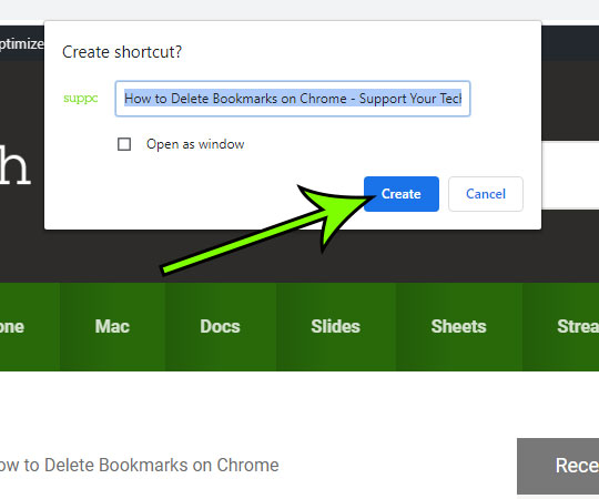 how to create website shortcut on desktop Chrome