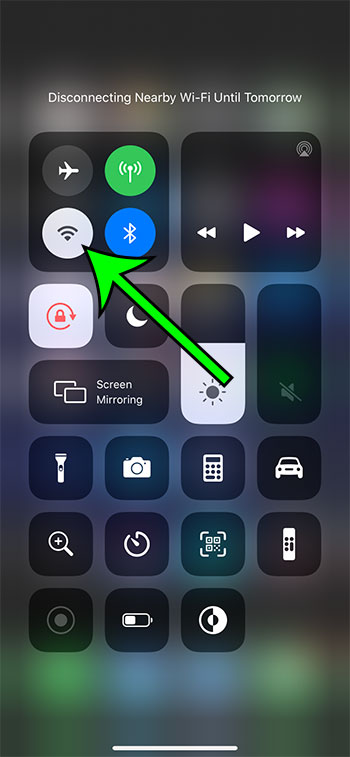 how to quickly enable or disable WiFi on an iPhone