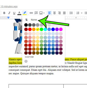 how to remove highlight in Google Docs