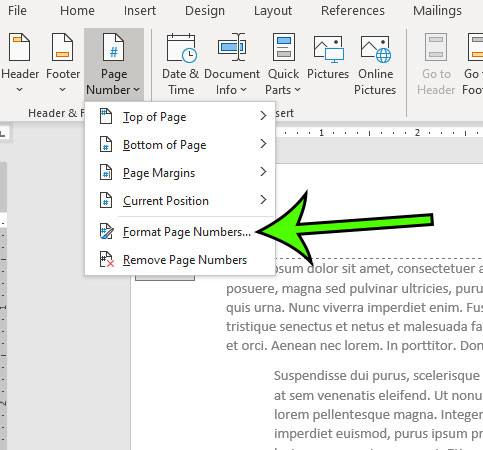 choose Format page numbers