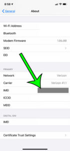 how to find iPhone IMEI number
