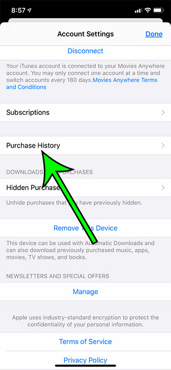 how to view purchase history on iPhone 11