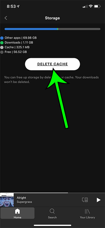 how to clear cache in Spotify on an iPhone 11