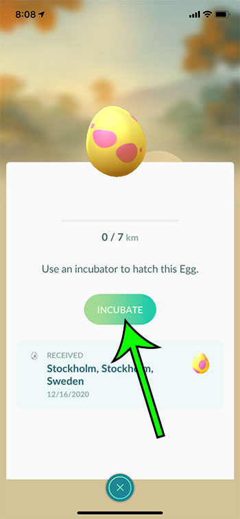 tap the Incubate button