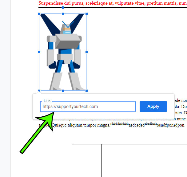 how to add a link to a picture in Google Docs