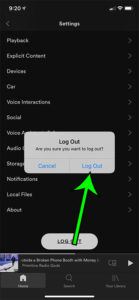 how to log out of the Spotify iPhone app