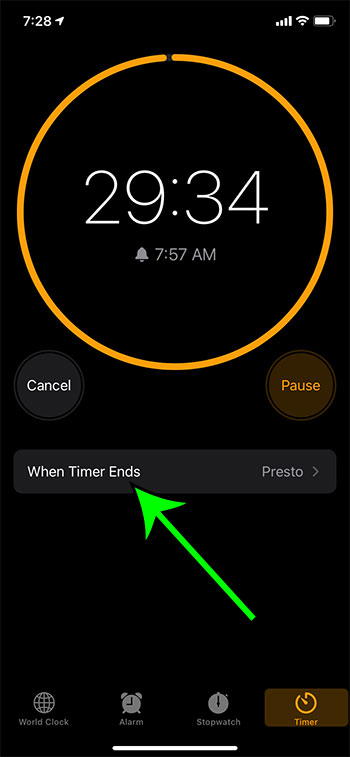 choose the When Timer Ends button
