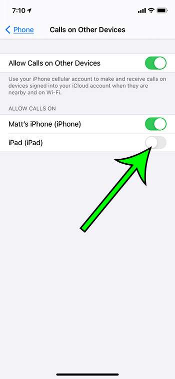 how to turn off phone calls on iPad