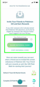 where to fidn the Pokemon Go referral code