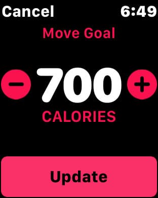 how to change calorie goal on Apple Watch Series 1