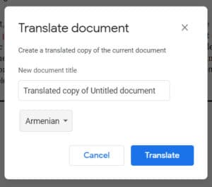 how to change the language for Google Docs