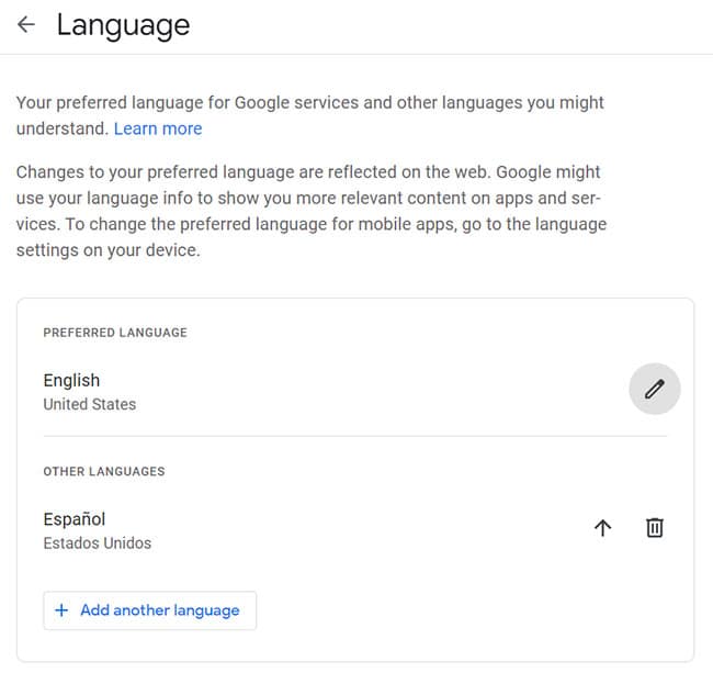how to change your Google Account's language