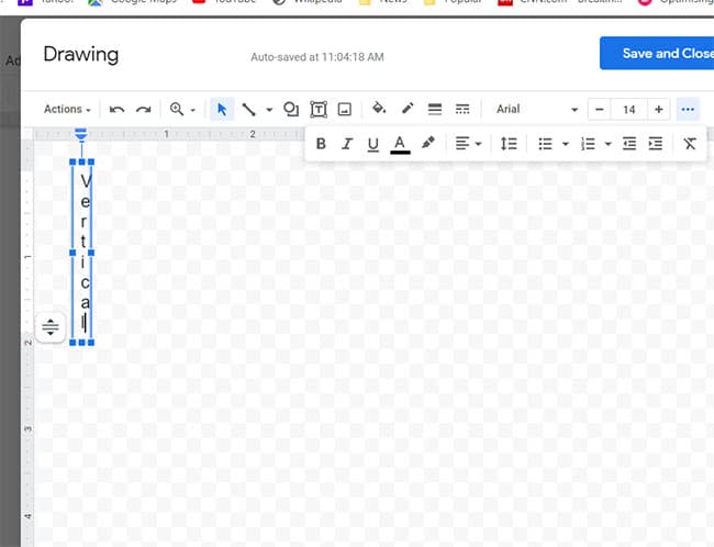 formatting vertical text in Google Docs