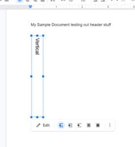 how to add vertical text in Google Docs