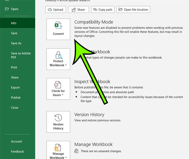 what is Excel compatibility mode