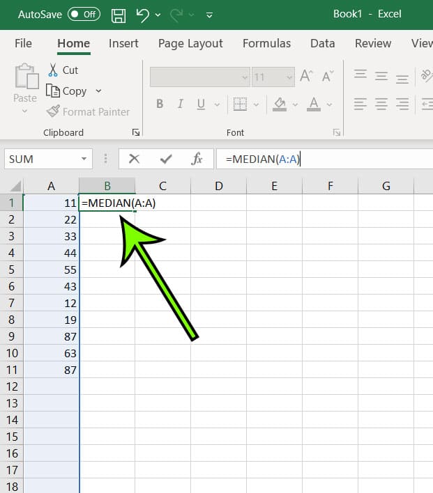 how to find the median in Excel for Office 365