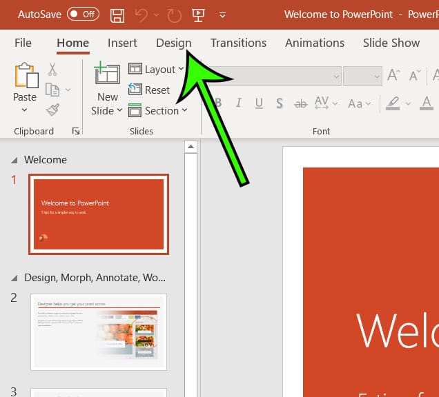 click the Design tab