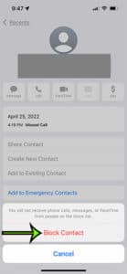 how to block a caller on an iPhone 13