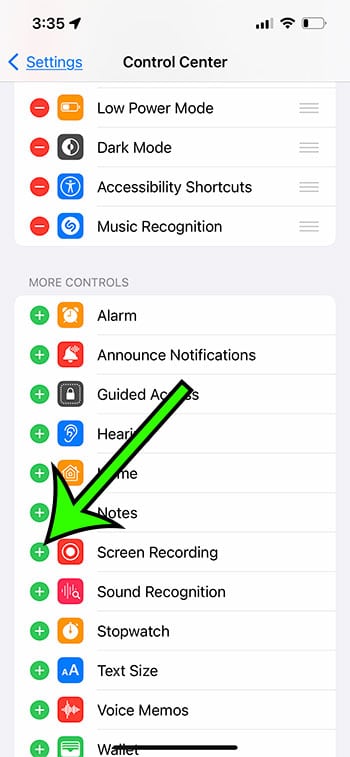 enable screen recording on iPhone