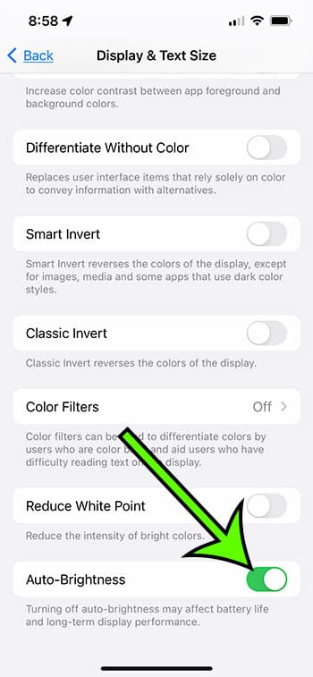 how to enable auto brightness on iPhone 13