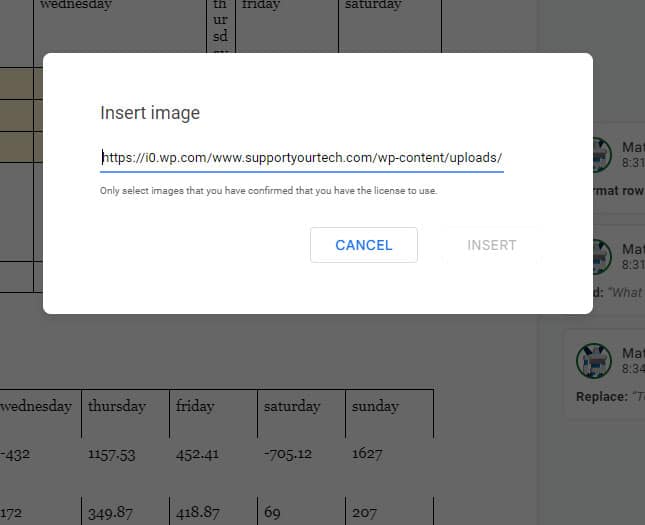 how ot insert an image via URL in Google Docs