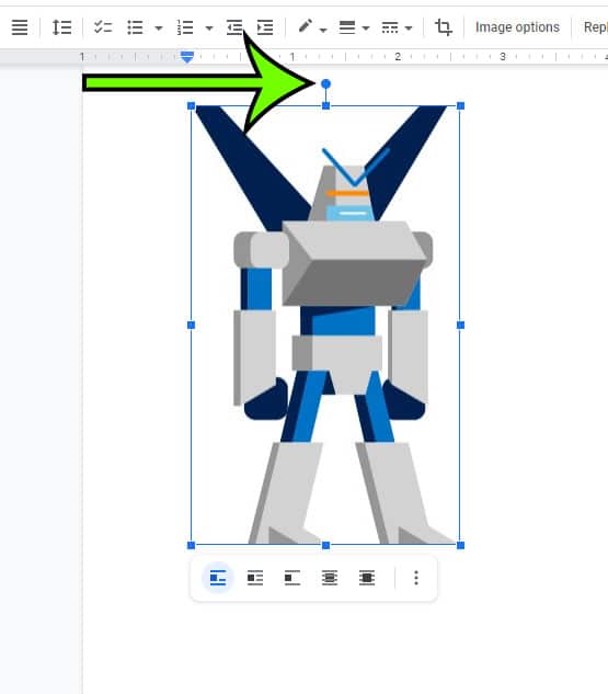 how to rotate an image in Google Docs
