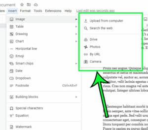 how to insert images in Google Docs