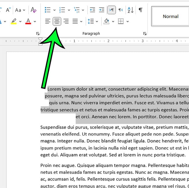 how to center text in Word for Office 365