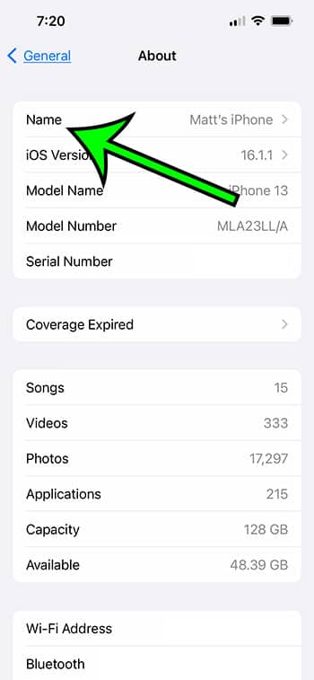 how to change iPhone name