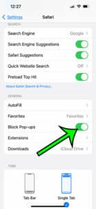 how to change the pop up blocker iPhone 13 setting