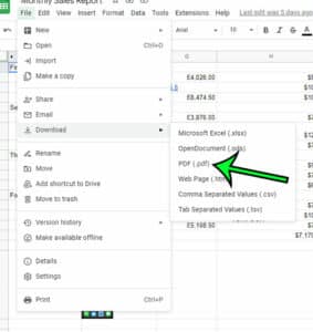 how to create Google Sheets PDF files