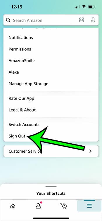 how to log out of Amazon app on iPhone