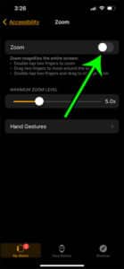 how to turn off zoom on Apple Watch