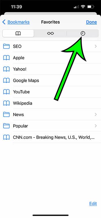 how to view Safari history on iPhone