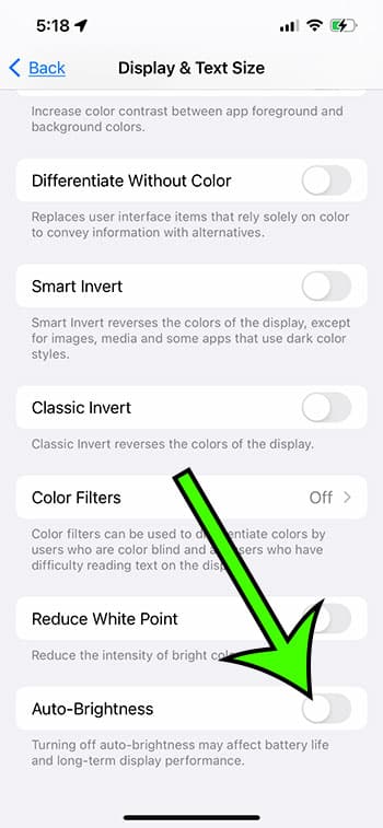 how to change iPhone 13 auto brightness setting
