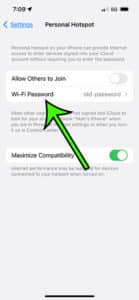 how to change the hotspot password iPhone option