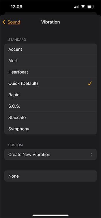 select the style of vibration