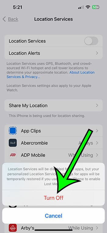 how to turn off iPhone 13 location