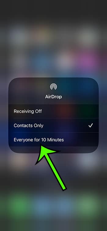 how to enable AirDrop from the iPhone Control Center
