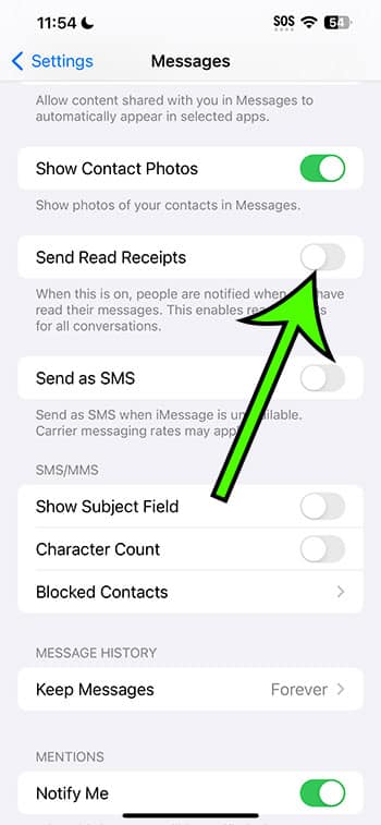 how to disable read receipts on iPhone 14