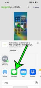 how to share a Web page link on iPhone 13